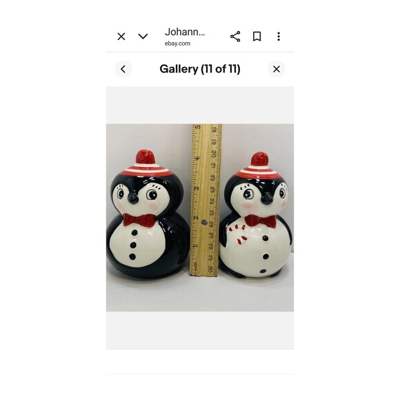 Johanna Parker Carnival Cottage Collectible CHRISTMAS PENQUIN  Salt/Pepper Set - Picture 7 of 8